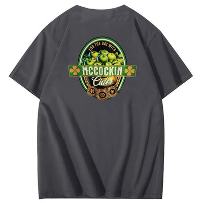 Mccuckin Cider Print Pattern Crew Neck T-Shirt
