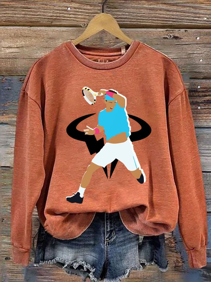 Women's Tennis Superstar Rafa Print Crew Neck Sweatshirt