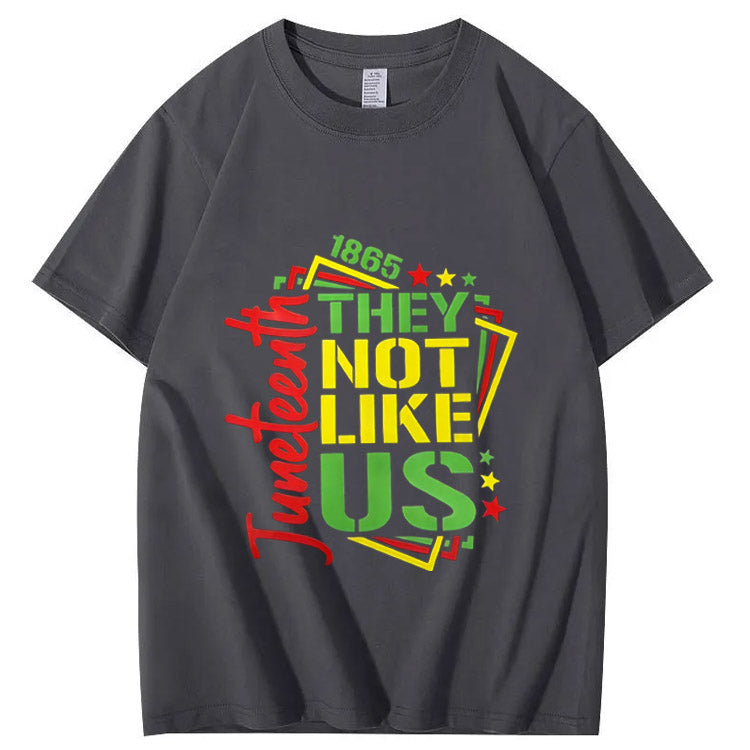 Juneteenth 1865 The Not Like USA Pattern Print 100%Cotton T-Shirt