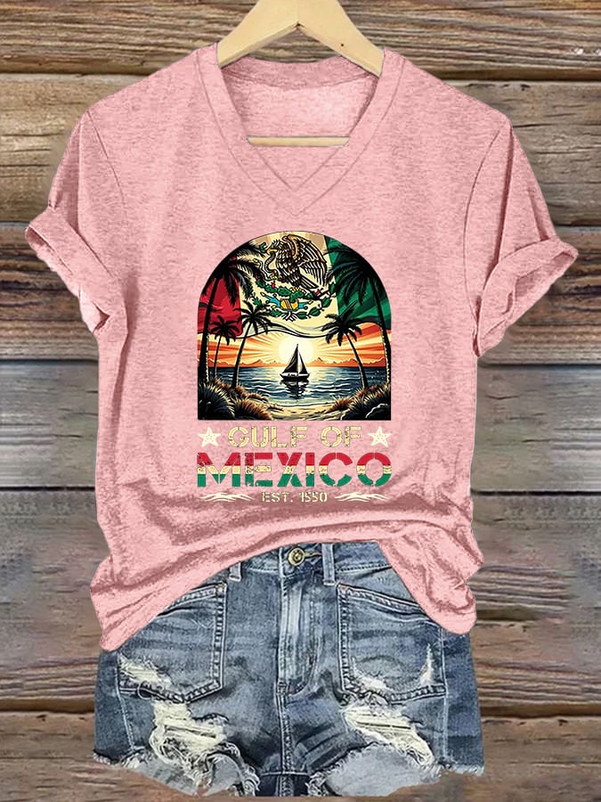 Women's Retro Gulf Of Mexico Est 1550 Print T-Shirt