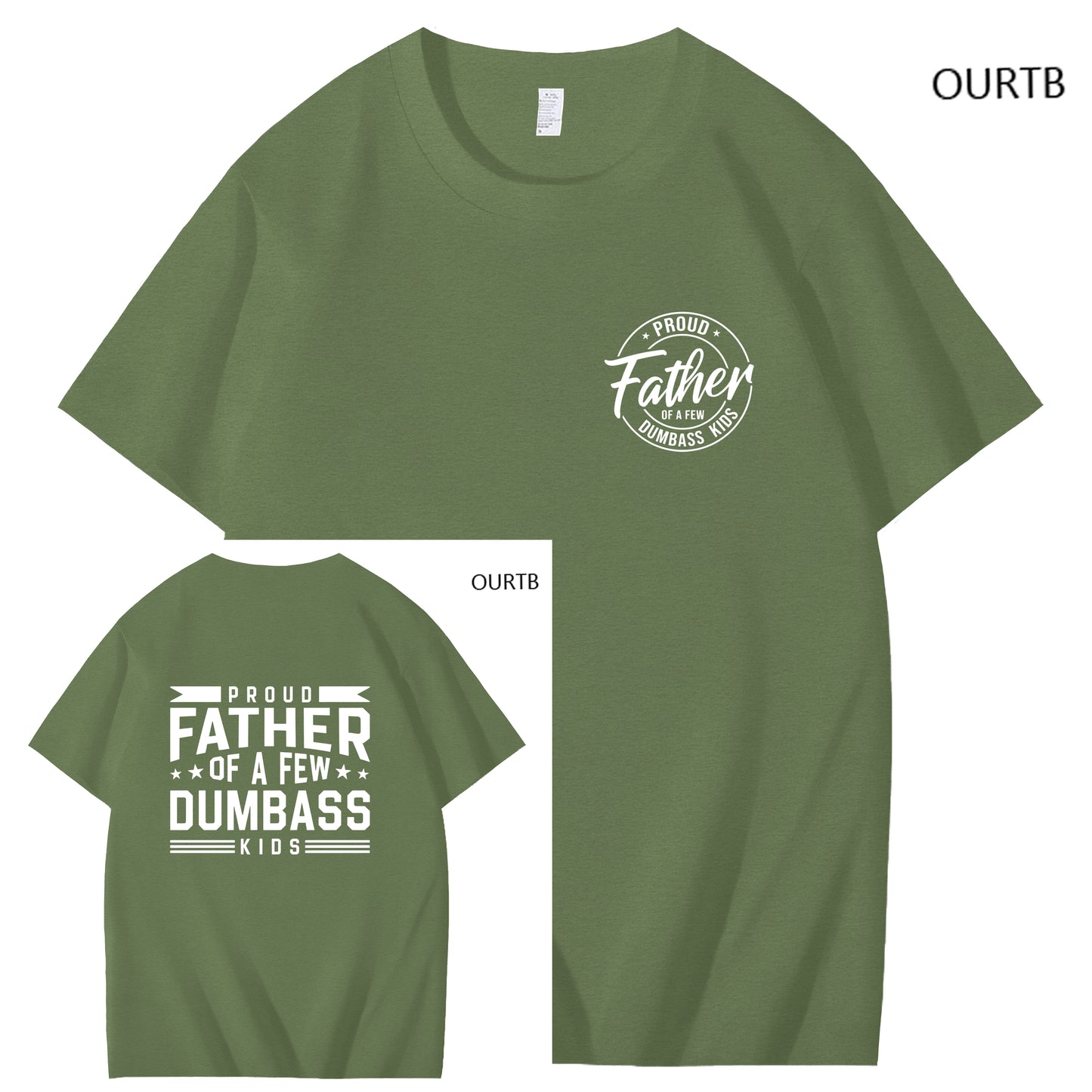Proud Father Of A Few Dumbass Kids Funny Art Pattern Print T-Shirt