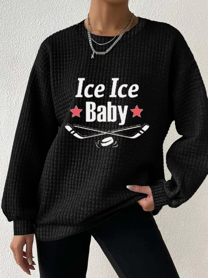 Women's Ice Hockey Ice lce Baby Printed Long Sleeve Sweatshirt