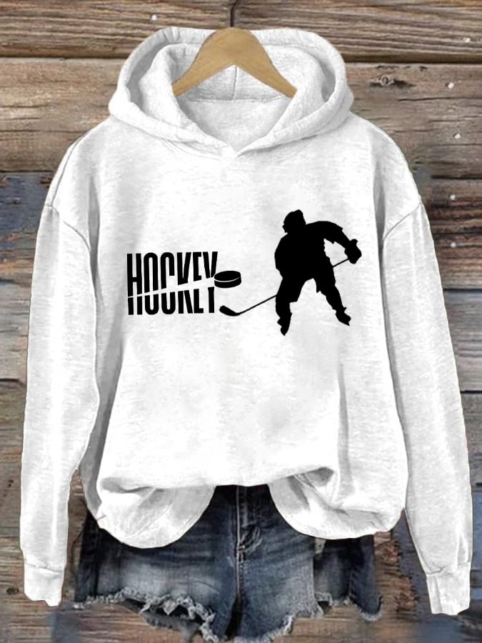 Women's Ice Hockey Printed Casual Crew Neck Sweatshirt
