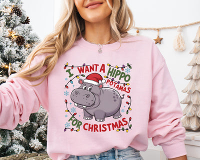 Cute A Hippopotamus For Christmas T-Shirt / Sweatshirt
