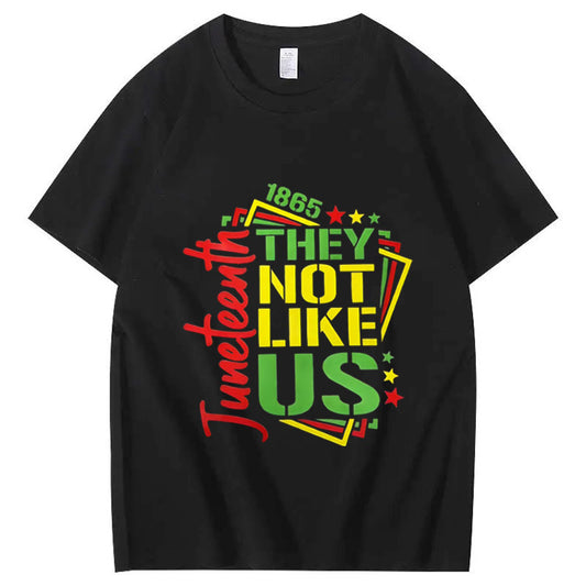 Juneteenth 1865 The Not Like USA Pattern Print 100%Cotton T-Shirt