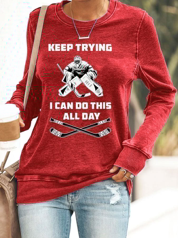 Women's Ice Hockey Printed Casual Sweatshirt