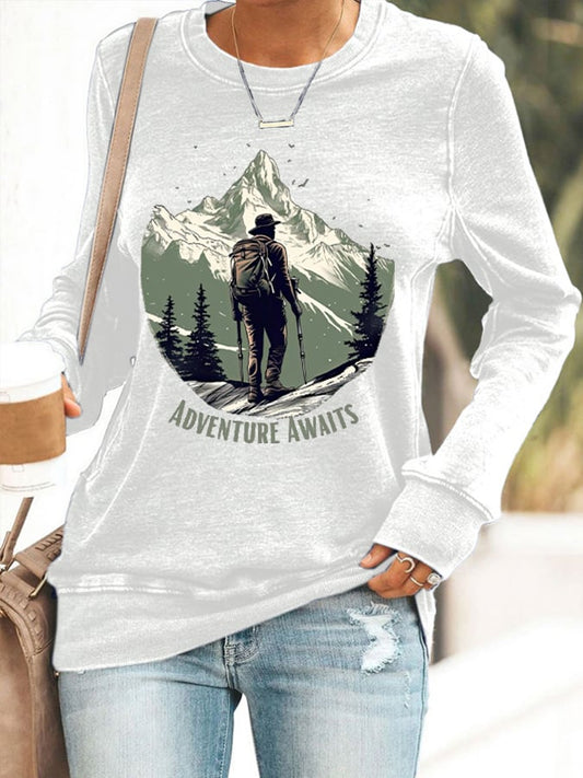 Women's Adventure Awaits Hiking Print Sweatshirt