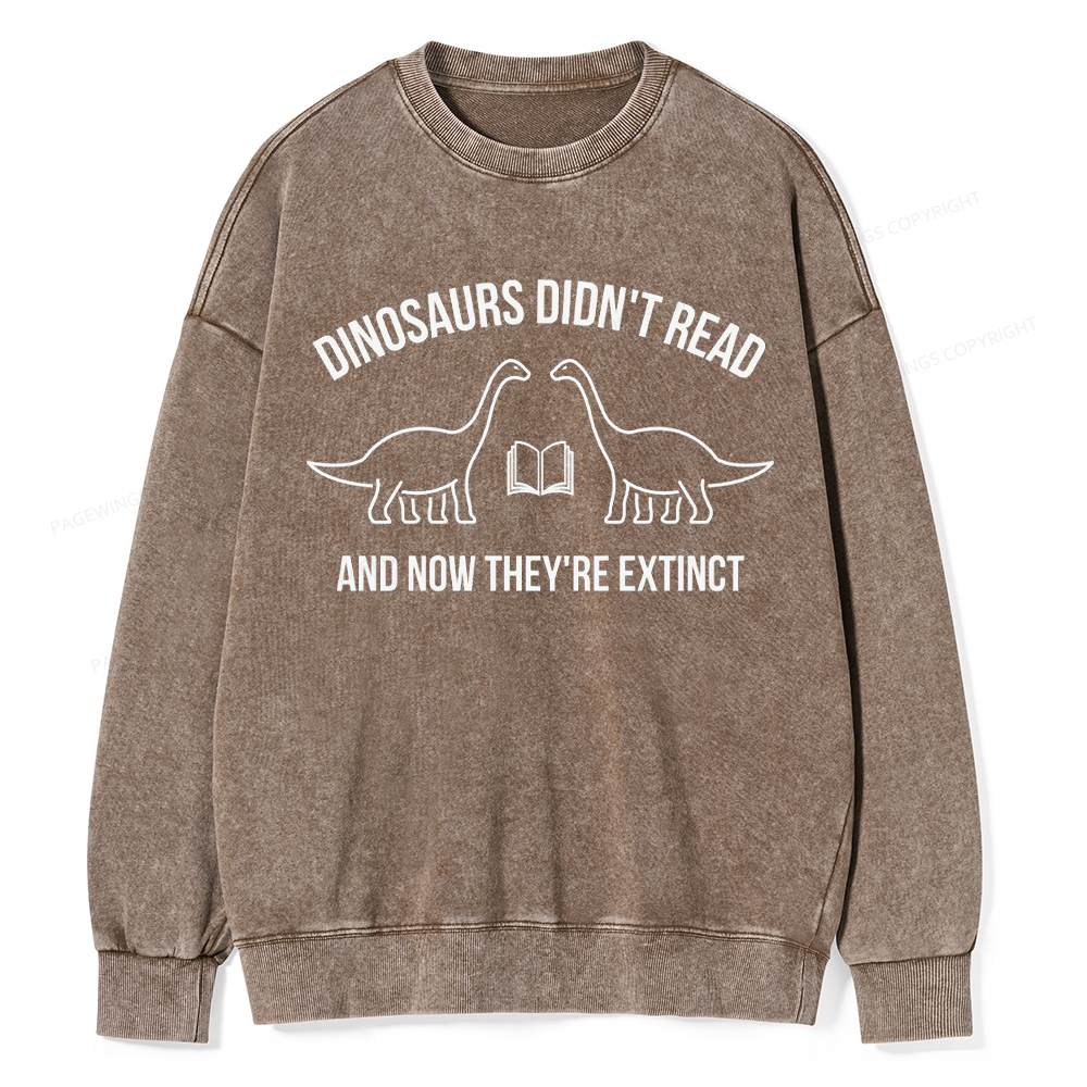 Dinosaurs Didn't Read Unisex Washed Sweatshirt