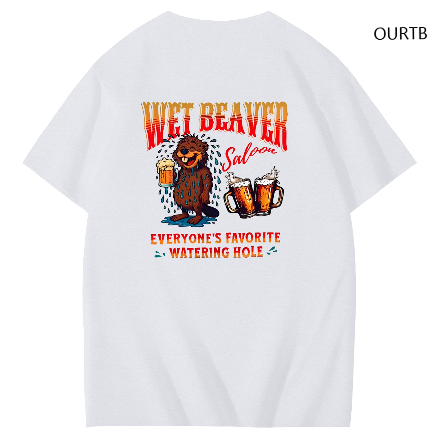 Wet Beaver Everyone's Favorite Watering Hole Funny Adoult Art Pattern Print T-Shirt