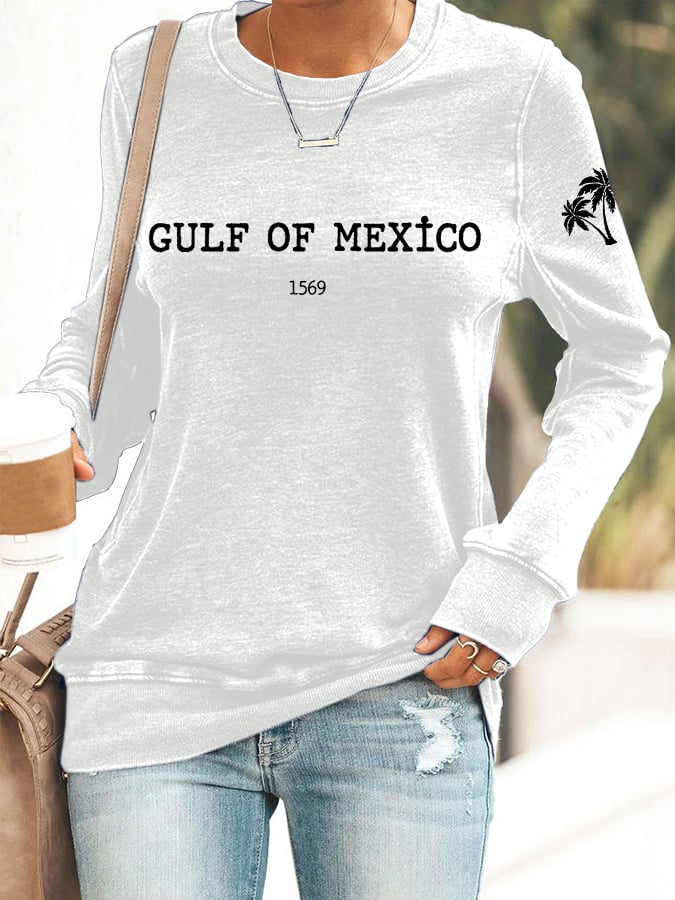 Women's Gulf Of Mexico Print Round Neck Sweatshirt