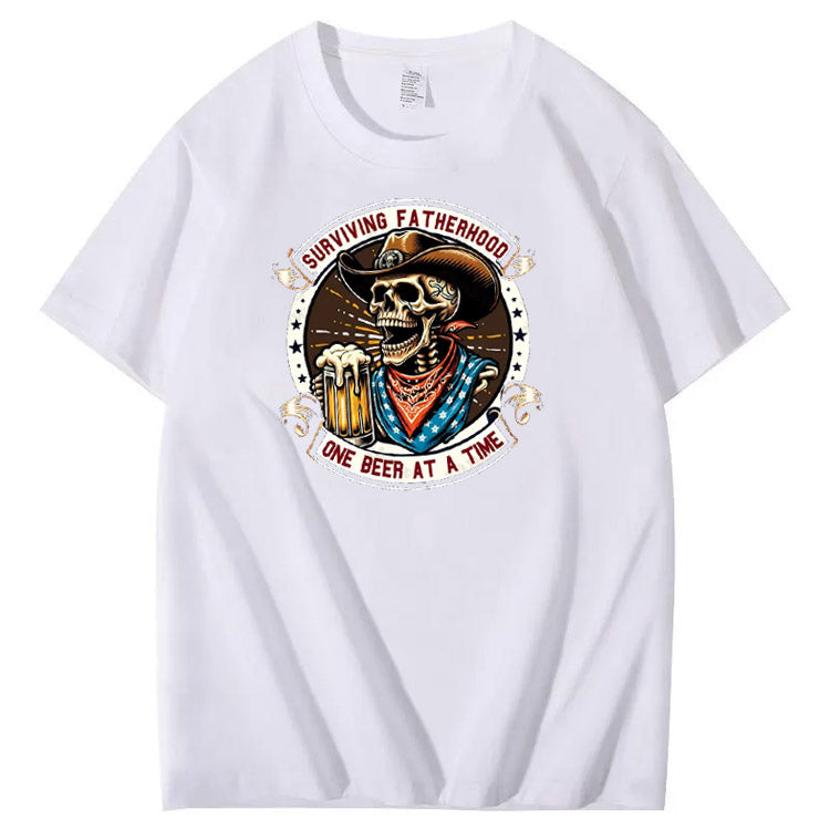 One Beer At A Time Pattern Print 100%Cotton T-Shirt