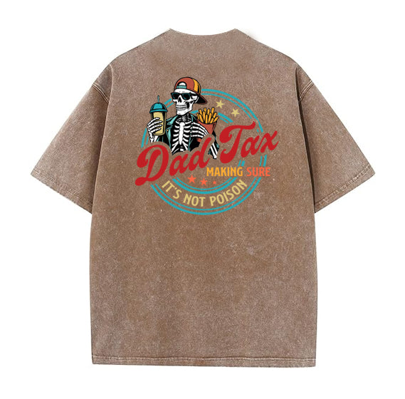 Dad Tax Washed And Distressed Pattern Crew Neck T-Shirt