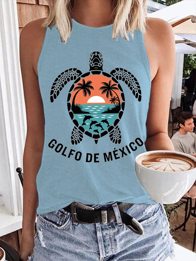 Women’s Retro Gulf Of Mexico Print Tank Top