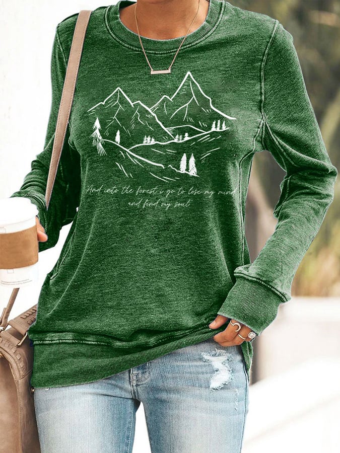 Retro Hiking Outdoors Camping And Into The Forest I Go To Lose My Mind And Find My Soul Print Sweatshirt