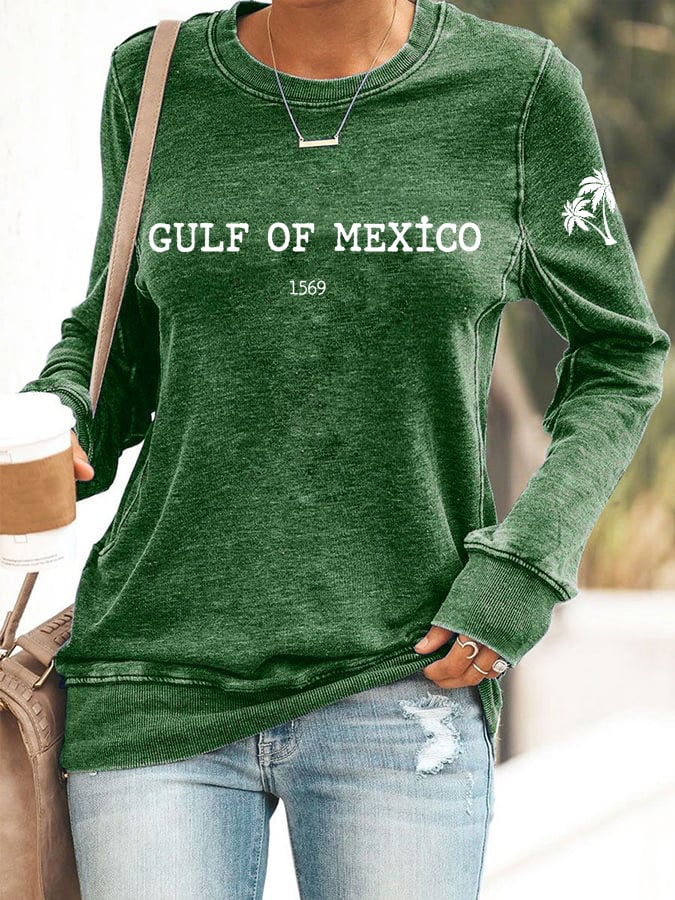 Women's Gulf Of Mexico Print Round Neck Sweatshirt