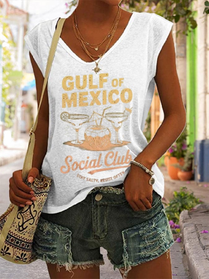 Women's Gulf Of Mexico Print Casual Vest