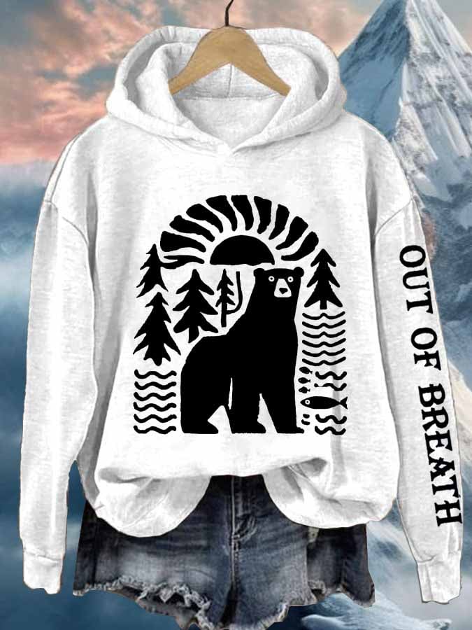 Women's Retro Out Of Breath Hiking Printed Hoodie