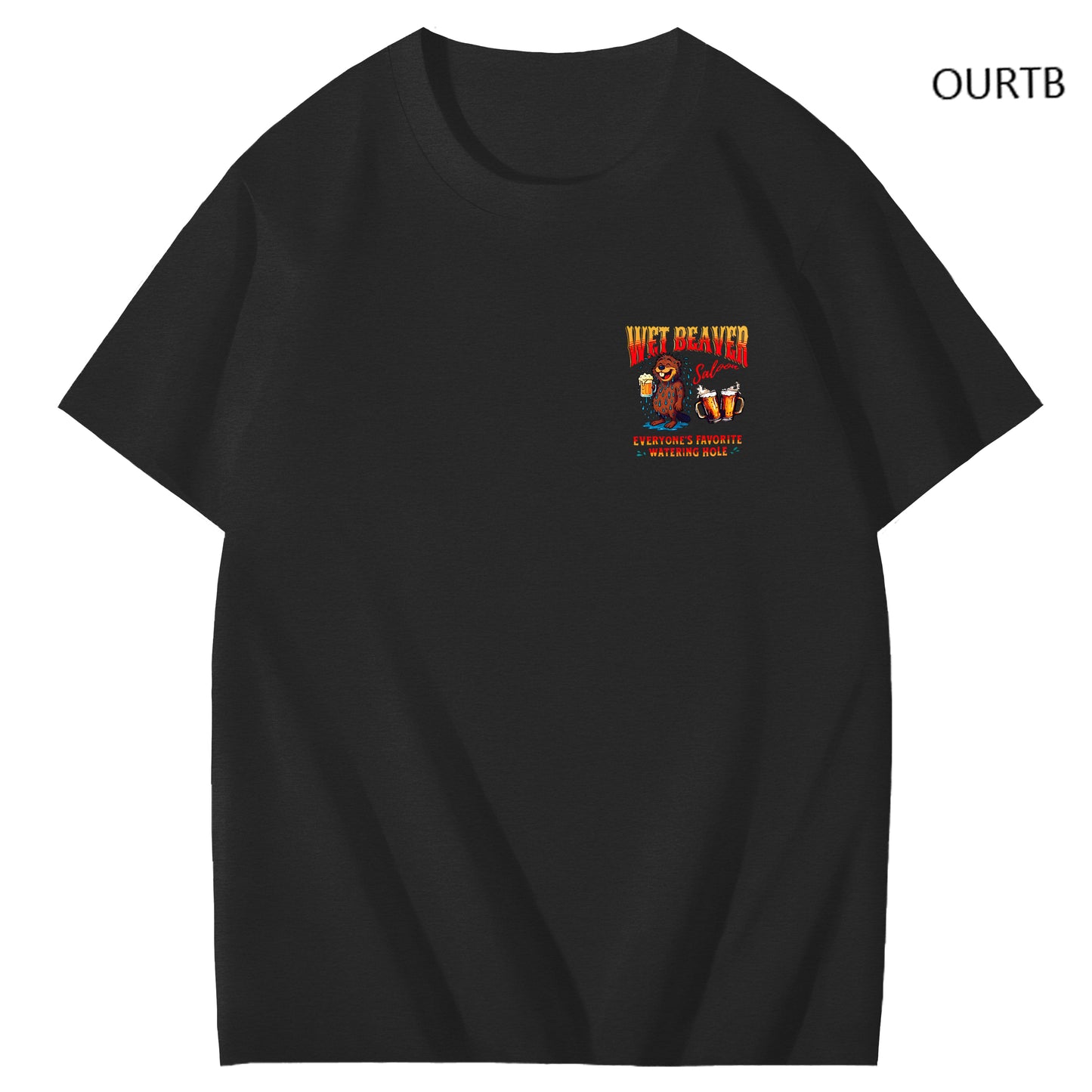 Wet Beaver Everyone's Favorite Watering Hole Funny Adoult Art Pattern Print T-Shirt