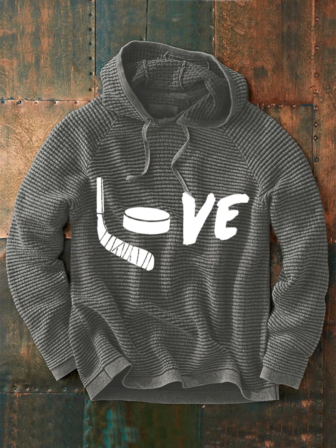 Men's Love Ice Hockey Print Hoodie