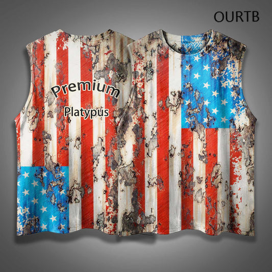 Premium Platypus 1776 Patriot Flag Red White And Blue USA Independence Day Funny Adult Discomfort Art Print Cotton Sleeveless Tank Tops