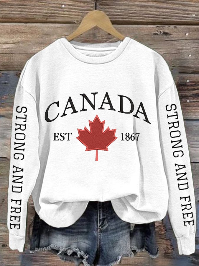 Women'S Canada Strong And Free Print Sweatshirt