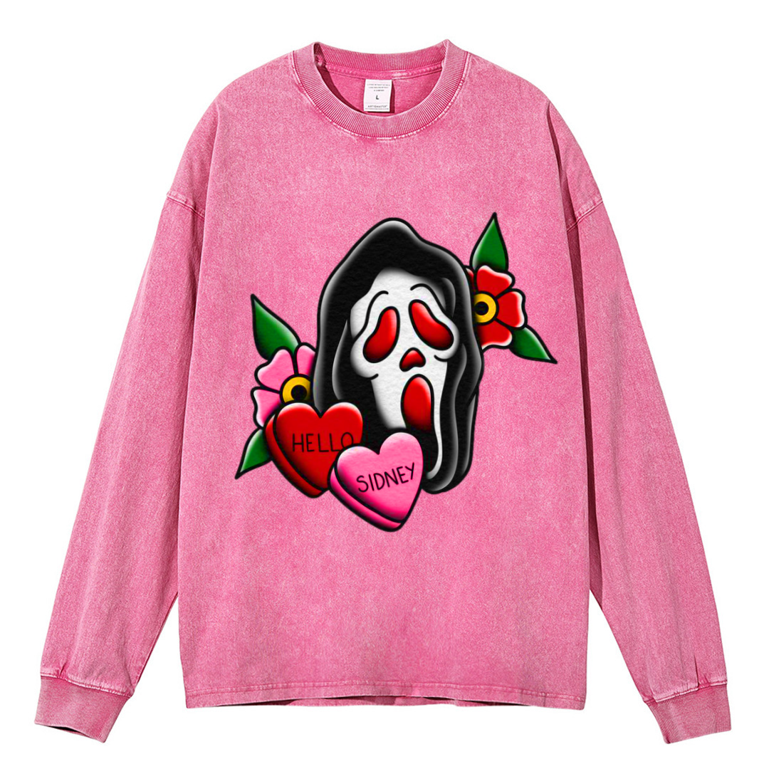 Hello Sidney Unisex Casual Washed Printed Round Neck Sweatshirt