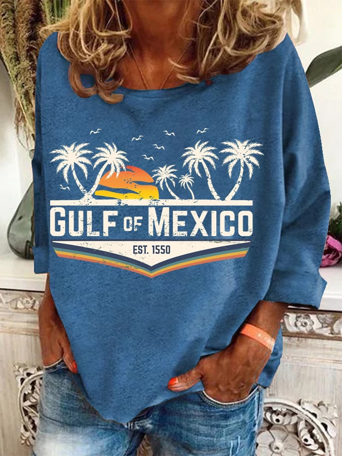 Women's Gulf Of Mexico Print Casual Sweatshirt