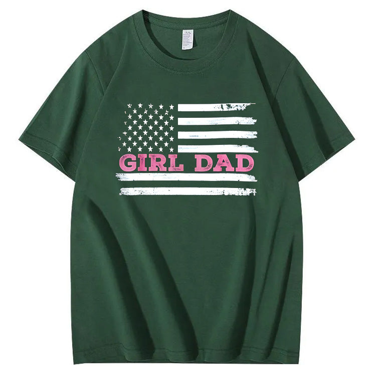 Girl Dad Pattern Print 100%Cotton T-Shirt