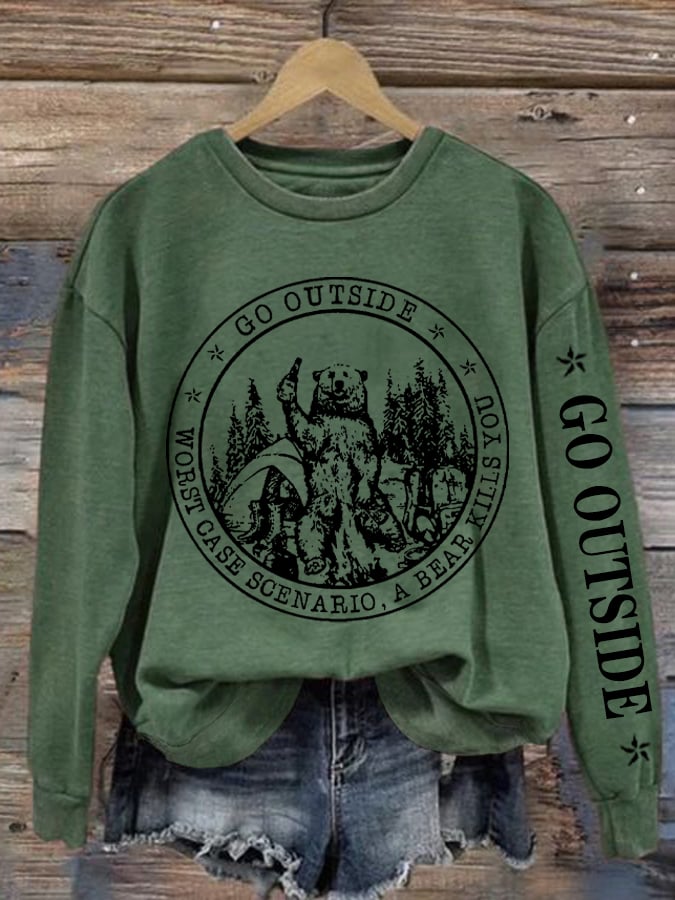 Women's Worst Case Hiking Mountaineering Printed Crew Neck Long Sleeve Sweatshirt