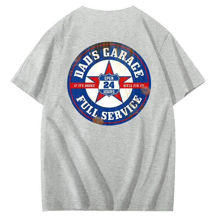 Dad's Garage Full Service If It's Broke We'll Fix It Printed Men's T-shirt
