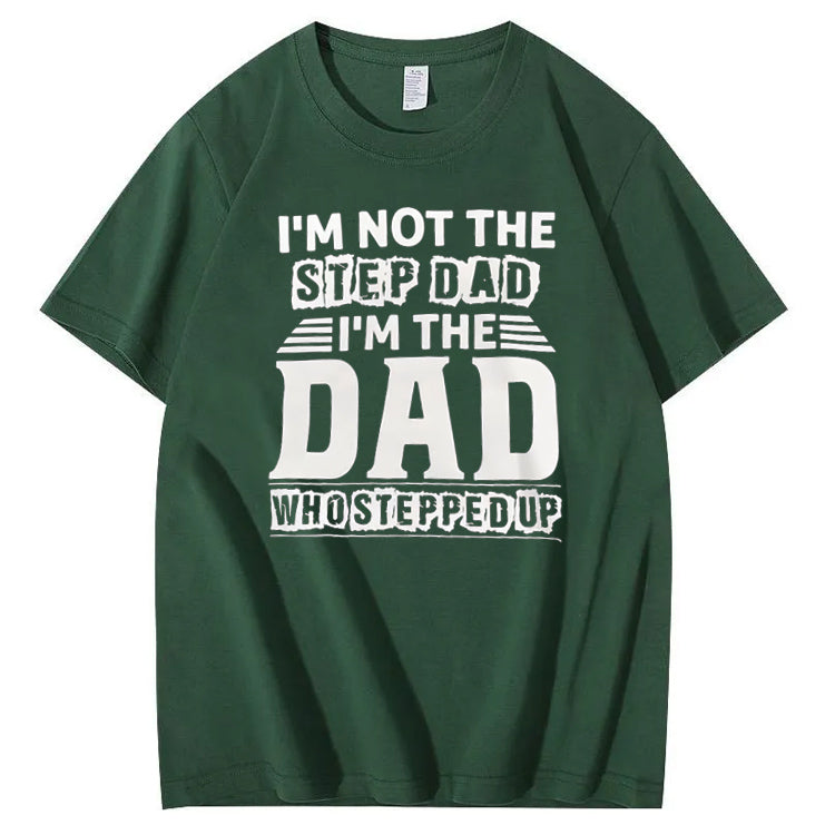 Not Step Dad Pattern Print Crew Neck T-Shirt