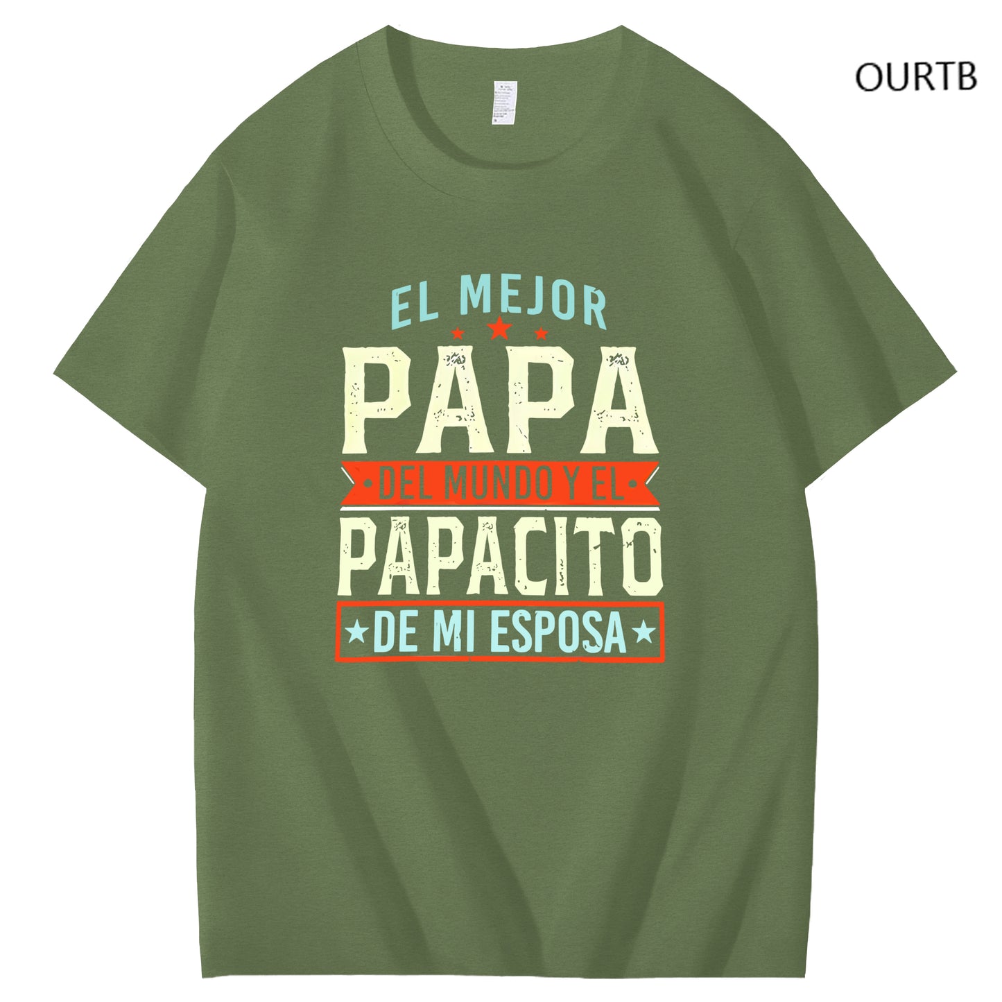 El Mejor Papa Del Mundo Yel Papacito De Mi Esposa Funny Art Pattern Print T-Shirt