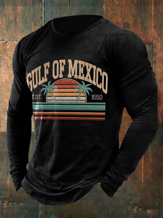 Men'S Retro Gulf of Mexico 1550 Print T-Shirt