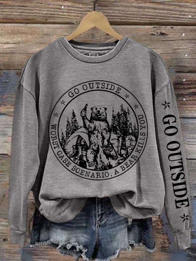 Women's Worst Case Hiking Mountaineering Printed Crew Neck Long Sleeve Sweatshirt