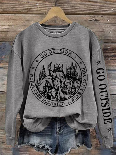 Women's Worst Case Hiking Mountaineering Printed Crew Neck Long Sleeve Sweatshirt