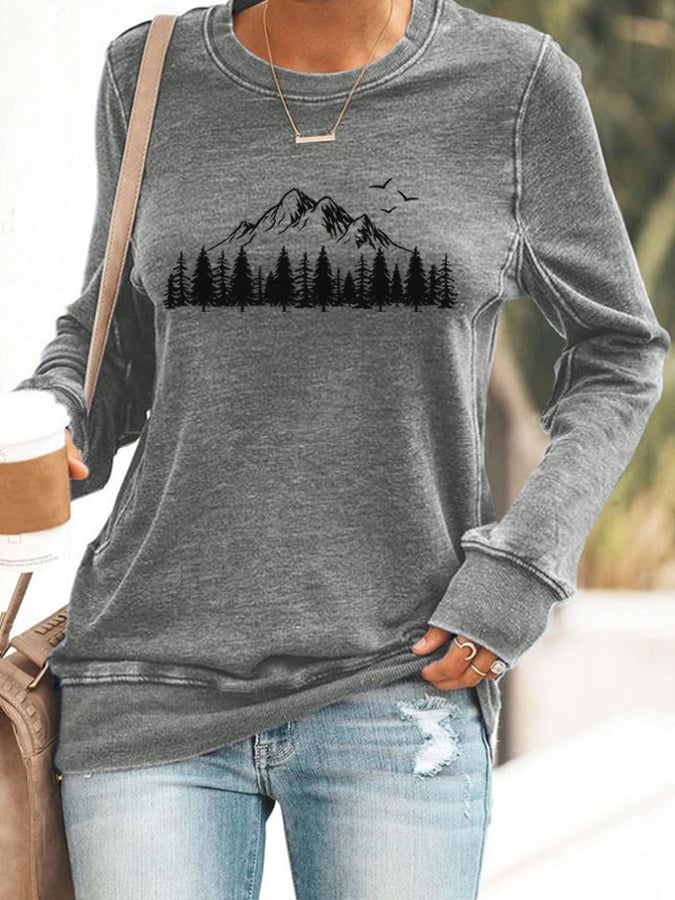 Women's Mountain Nature Lovers Printed Sweatshirt