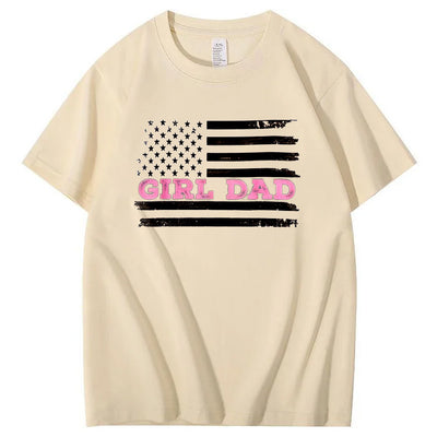 Girl Dad Pattern Print 100%Cotton T-Shirt