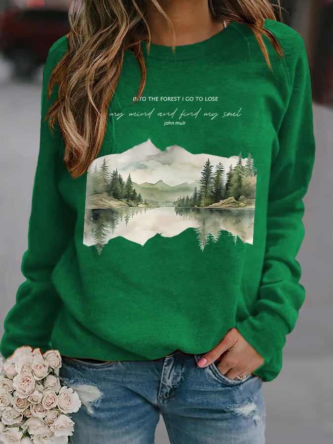 Retro Hiking Outdoors Camping And Into The Forest I Go To Lose My Mind And Find My Soul Print Sweatshirt