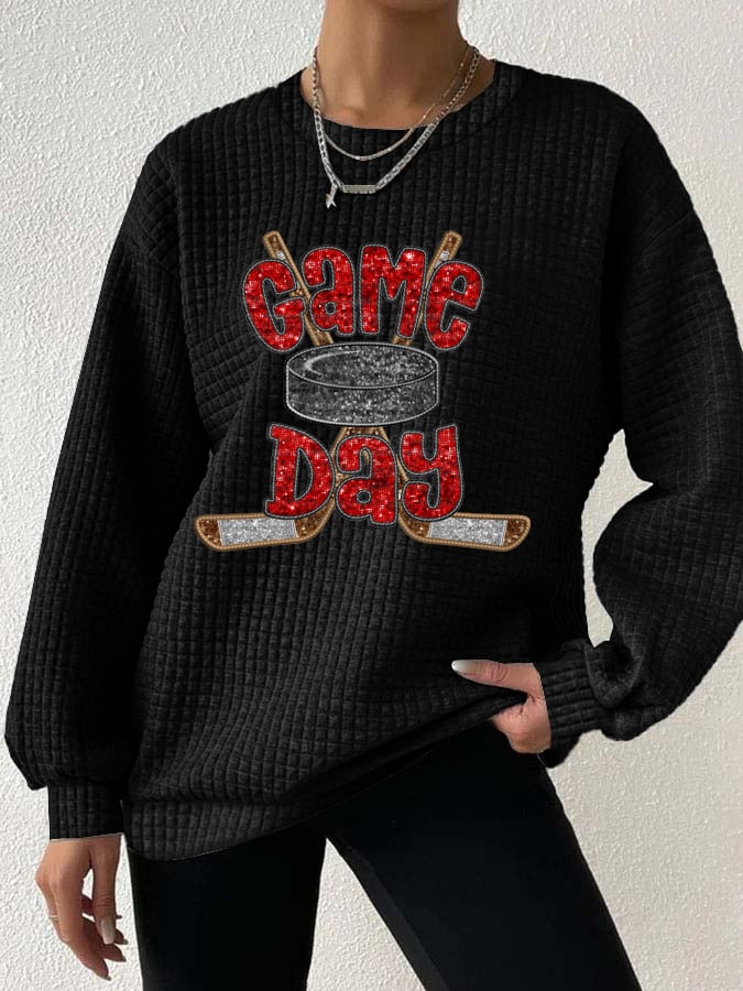 Women's Game Day Ice Hockey Print Long Sleeve Sweatshirt