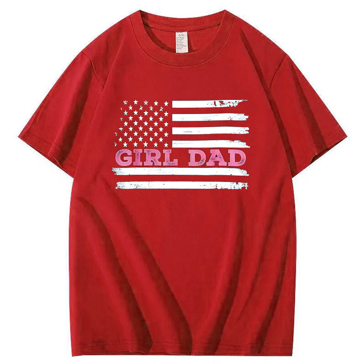 Girl Dad Pattern Print 100%Cotton T-Shirt