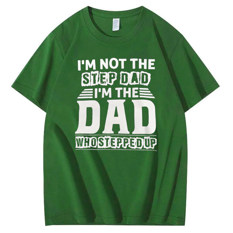 Not Step Dad Pattern Print Crew Neck T-Shirt