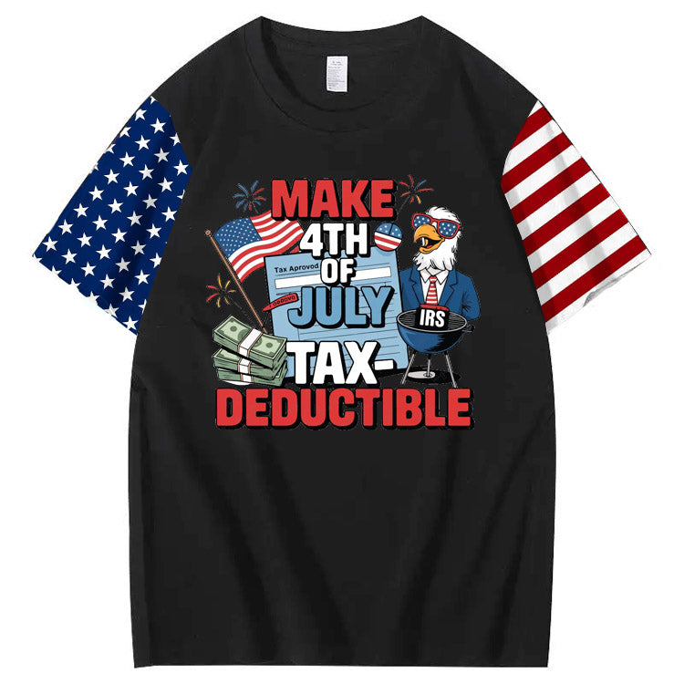 Make 4th Of July Tax Deductible Pattern Print 100%Cotton T-Shirt