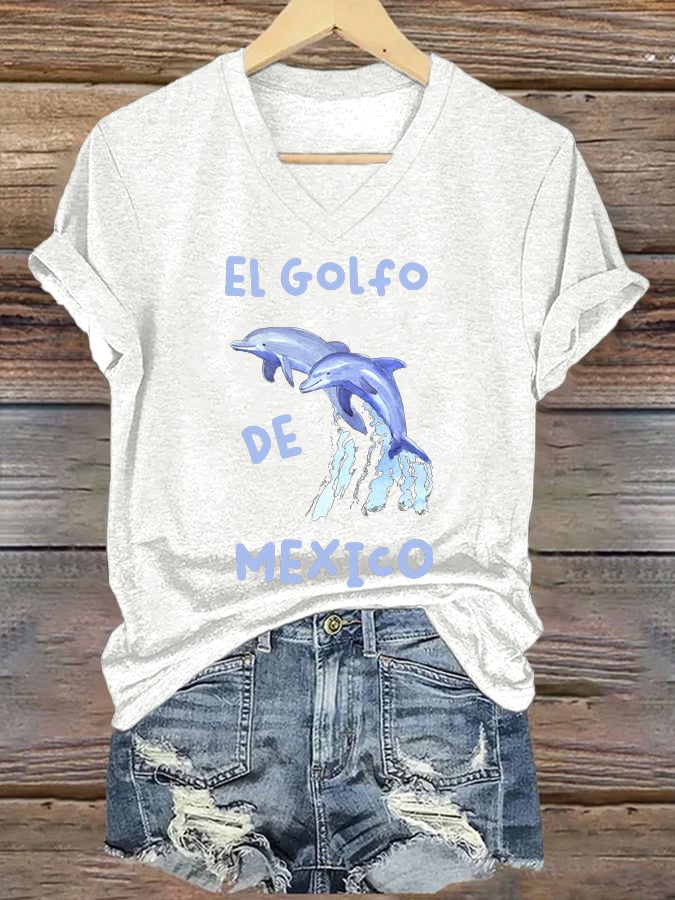Women's Gulf Of Mexico Printed V Neck T-Shirt