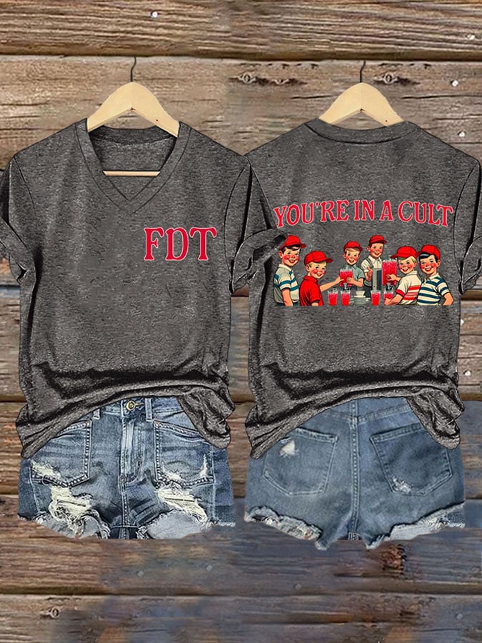 Women's Retro FDT You'Re In A Cult Print T-Shirt