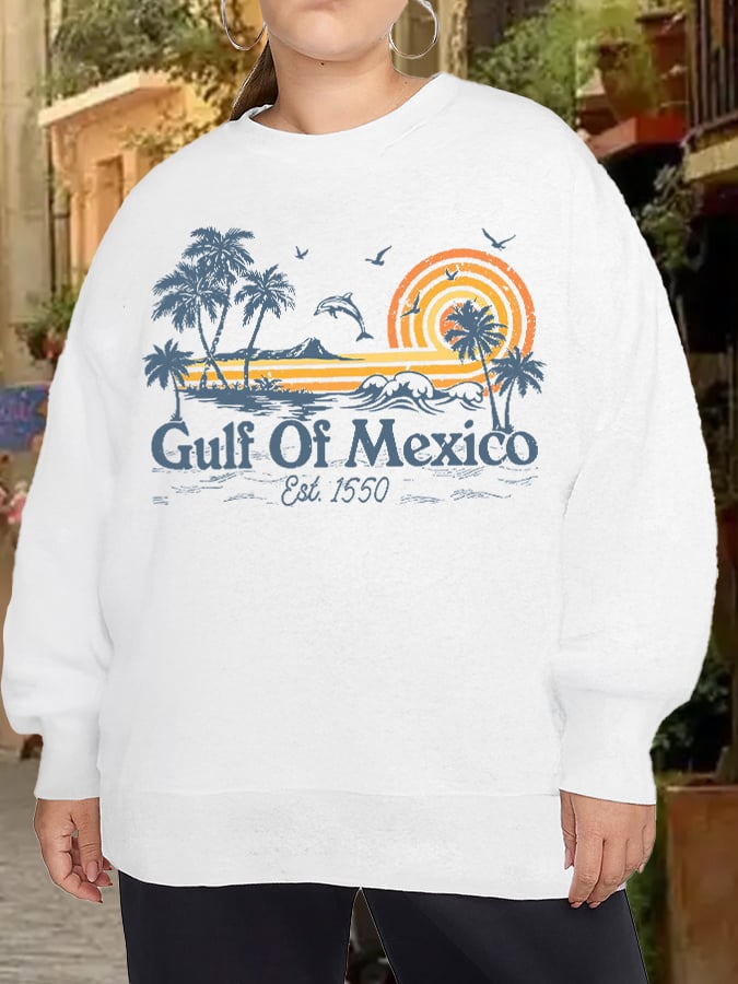 Women's Plus Size Gulf Of Mexico Print Sweatshirt