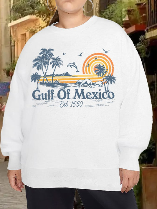 Women's Plus Size Gulf Of Mexico Print Sweatshirt