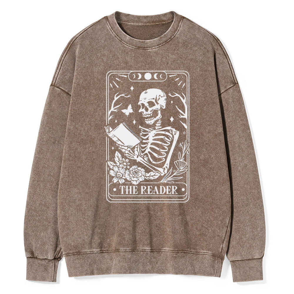Halloween The Reader Tarot Card Unisex Washed Sweatshirt