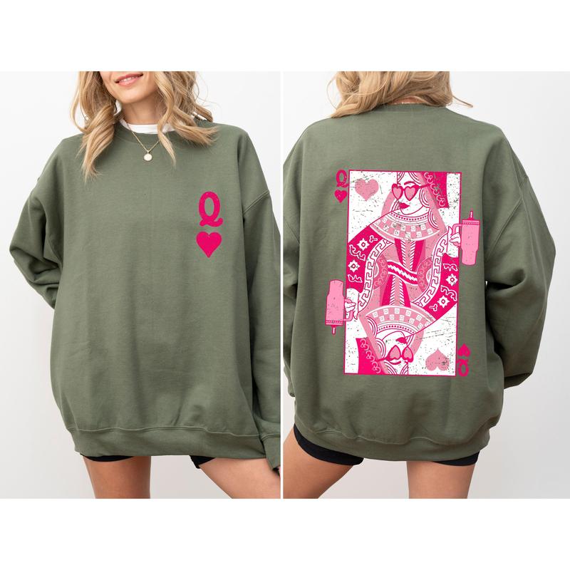 Queen of Hearts, Cards, Games, Valentine's Day Sweatshirt