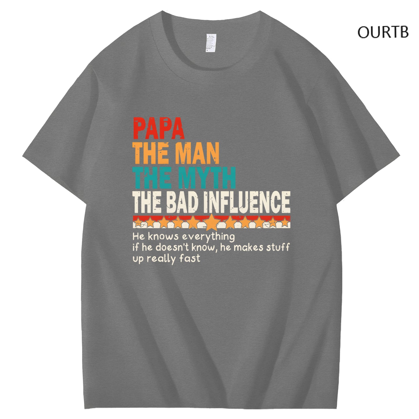 Papa The Man The Myth The Bad Influence Art Pattern Print T-Shirt