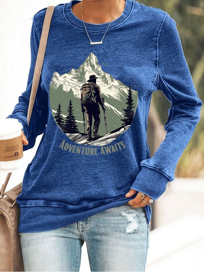 Women's Adventure Awaits Hiking Print Sweatshirt